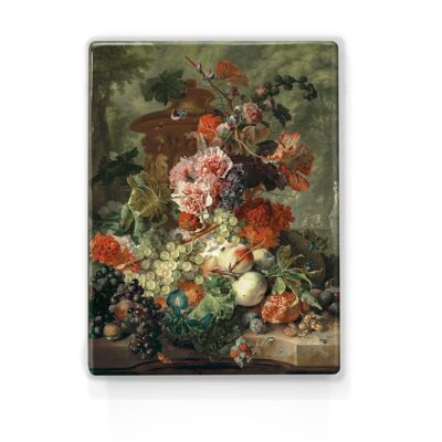 Laqueprint, Stilleven met bloemen en vruchten2 - Jan van Huysum