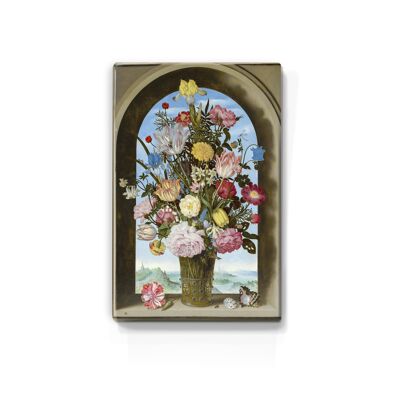 Laqueprint, Vase mit Blumen im Fenster - Ambrosius Bosschaert de Oude