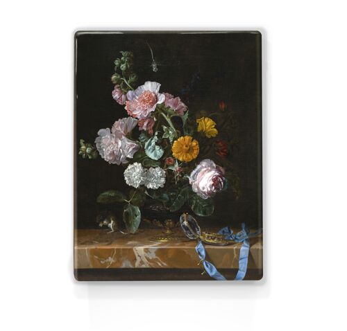 Laqueprint, Vanitas Stilleven met bloemen - Willem van Aelst