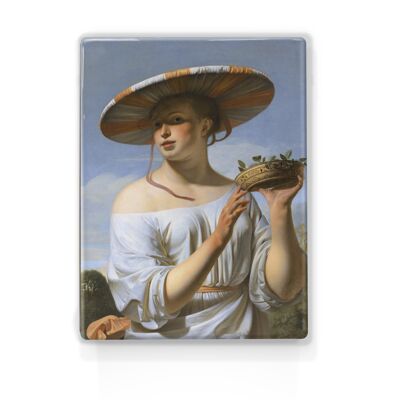 Laqueprint, Girl with a wide hat - Caesar Boëtius van Everdingen