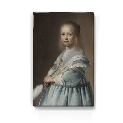 Laqueprint, Portret van een meisje in het blauw - Johannes Cornelisz. Verspronck