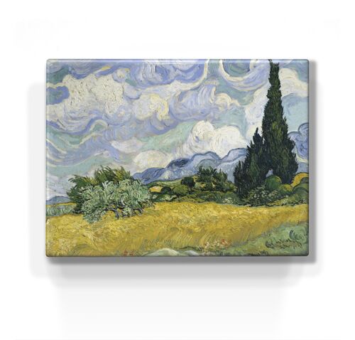 Laqueprint, Korenveld met cipressen - Vincent van Gogh