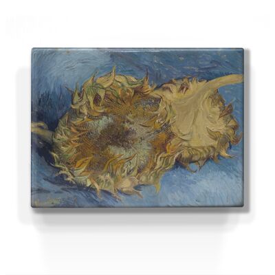 Lacquer print, two cut off sunflowers - Vincent van Gogh