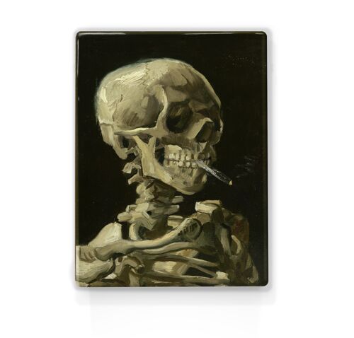 Laqueprint, Kop van een skelet met brandende sigaret - Vincent van Gogh