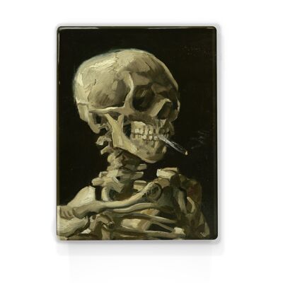 Laqueprint, Kop van een skelet met brandende sigaret - Vincent van Gogh