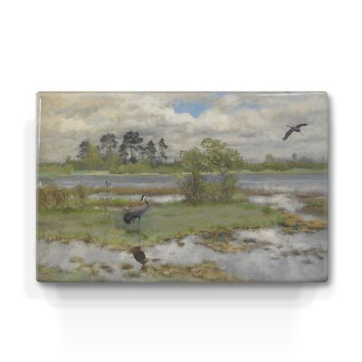 Laqueprint, Landschap met kraanvogels aan het water - Bruno Liljefors