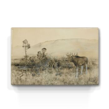 Laqueprint, Paysage avec Moose Family - Bruno Liljefors 1