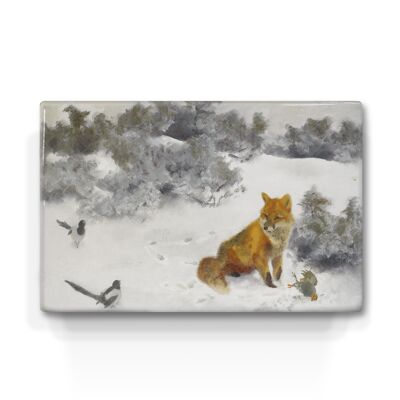 Laqueprint, Fuchs in Winterlandschaft mit Elstern - Bruno Liljefors