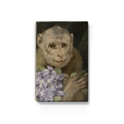Laqueprint, Affe mit Veilchenstrauß - Gabriel von Max