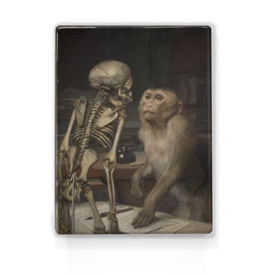 Stampa laccata, Scimmia per scheletro - Gabriel von Max