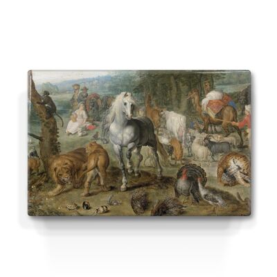 Laqueprint, Paradijslandschap met dieren - Jan Breughel de oude