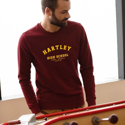 Sweat-shirt "Hartley High School" - Homme - Couleur Bordeaux
