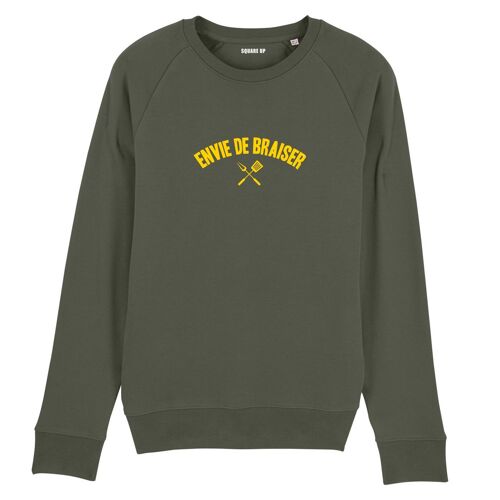 Sweat-shirt "Envie de braiser" - Homme - Couleur Kaki