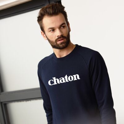 Sweat-shirt "Chaton" - Homme - Couleur Bleu Marine