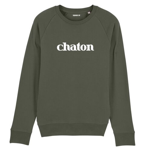 Sweat-shirt "Chaton" - Homme - Couleur Kaki