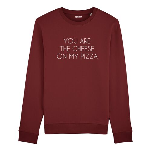 Sweat "You are the cheese on my pizza" - Homme - Couleur Bordeaux