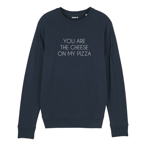 Sweat "You are the cheese on my pizza" - Homme - Couleur Bleu Marine