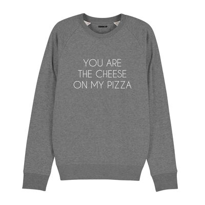 Sudadera "Tú eres el queso de mi pizza" - Hombre - Color Gris Jaspeado