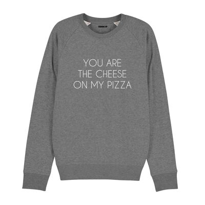 Sweat "You are the cheese on my pizza" - Homme - Couleur Gris Chiné