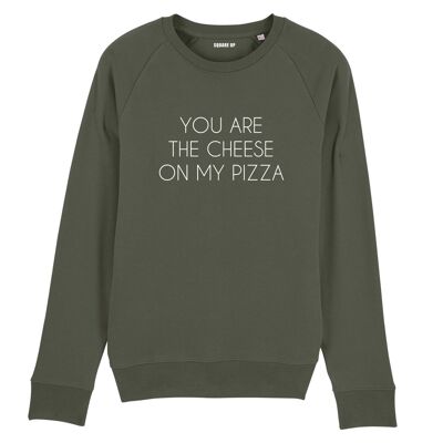 Sweat "You are the cheese on my pizza" - Homme - Couleur Kaki