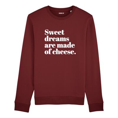 Sudadera "Los dulces sueños están hechos de queso" - Hombre - Color burdeos