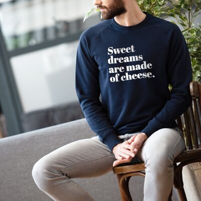 Sudadera "Dulces sueños están hechos de queso" - Hombre - Color Azul Marino