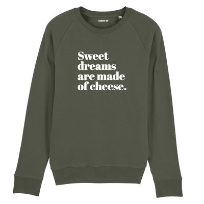 Sweat "Sweet dream are made of cheese" - Homme - Couleur Kaki