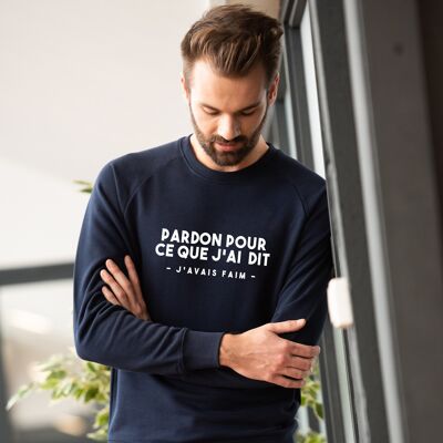 Sweatshirt "Pardon for what I said I was hungry" - Man - Color Navy Blue