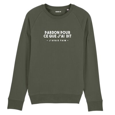 Sweatshirt "Pardon for what I said I was Hunger" - Herren - Farbe Khaki