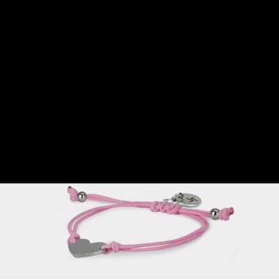 Bracciale Fantasia Cuore Rosa Argento