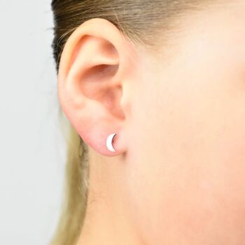 Boucles d'Oreilles Lune Fantaisie Argent 4