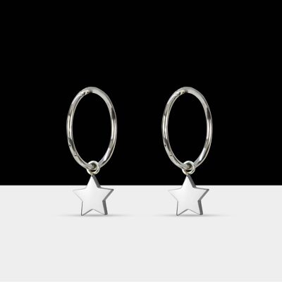 Fantasy Star Evelyn Hoop Earrings Silver