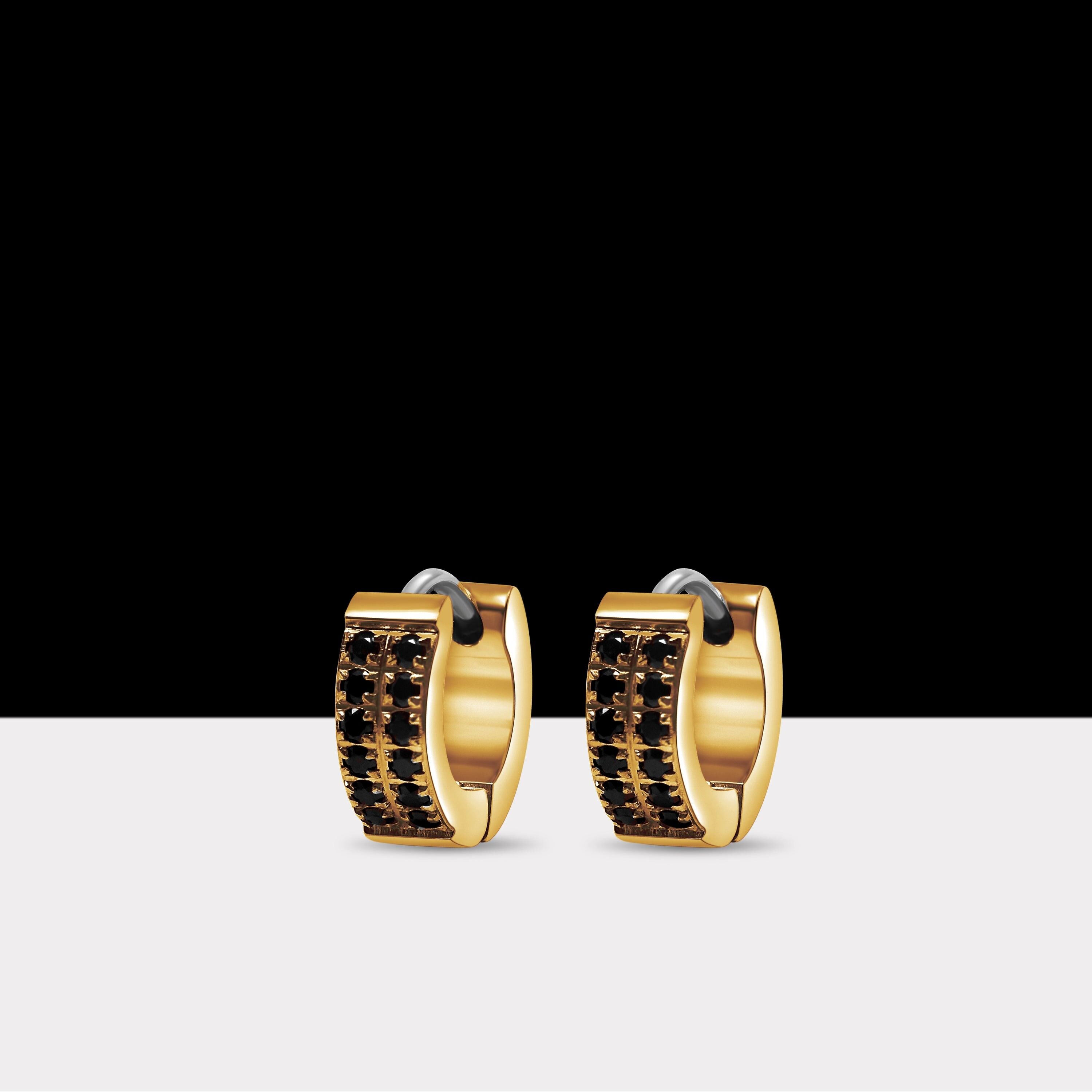 Katrin Z. Creolen-Ohrring mit schwarzen Kristallen Gold