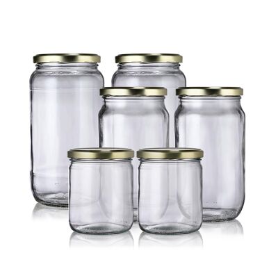 Set of 6 Baluchon recycled glass storage jars + lids