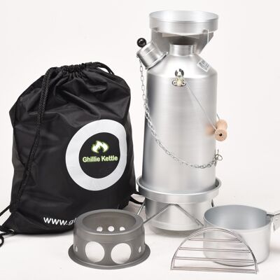 THE ADVENTURER, COOK KIT & HOBO STOVE - SILVER ANODISED - Large