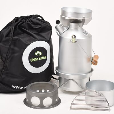 THE EXPLORER, COOK KIT & HOBO STOVE - SILVER ANODISED - Medium