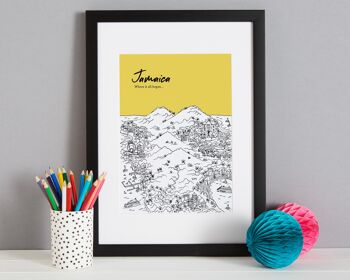 Affiche Jamaïque personnalisée - A3 (30x42 cm) - Cadre en chêne naturel (le format A4 sera encadré avec un passe-partout blanc | Le format A3 remplira le cadre) - 12 - Turquoise 4