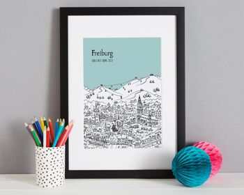 Affiche Freiburg personnalisée - A4 (21x30 cm) - Sans cadre - 2 - Blush 4