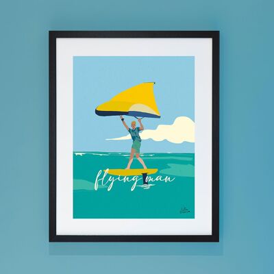 Poster Wing Foil Kitesurfing Toulon Hyères Almanarre - Flying Man