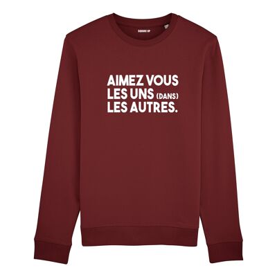 Sweatshirt "Love (in) each other" - Farbe Bordeaux