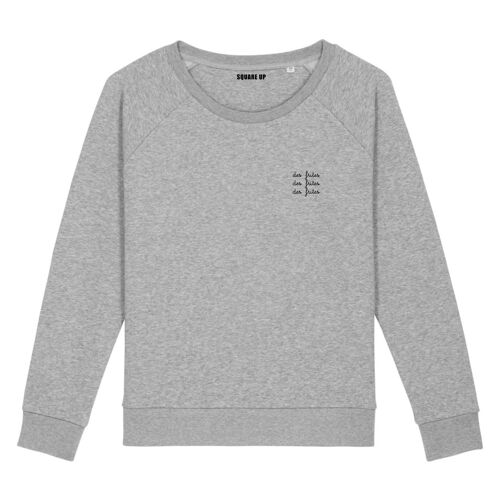 Sweat "Des frites des frites des frites" - Femme - Couleur Gris Chiné