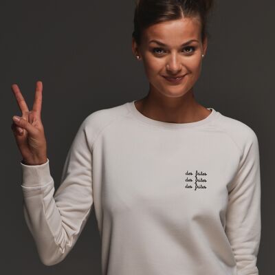 Sweat "Des frites des frites des frites" - Femme - Couleur Creme