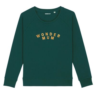 Sweatshirt "Wonder Mum" - Damen - Farbe Flaschengrün