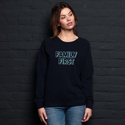 Sweatshirt "Family First" - Femme - Couleur Bleu Marine