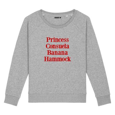 Prinzessin Consuela Bananen-Hängematten-Damen-Sweatshirt – grau meliert