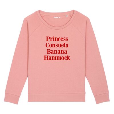 Prinzessin Consuela Bananen-Hängematten-Damen-Sweatshirt – Farbe Canyon Pink