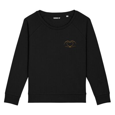 Sweatshirt Heart with fingers Woman - Color Black