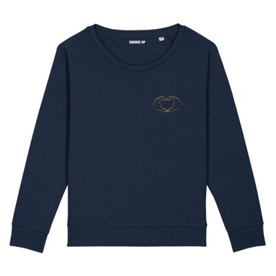 Sweatshirt Heart with fingers Woman - Color Navy Blue