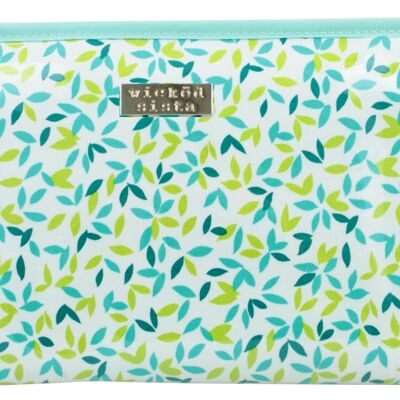 Pretty Leaves Turquoise Soft Sided A-line Bag Neceser para cosméticos
