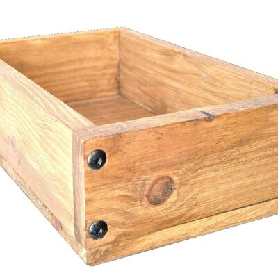 Caja de almacenamiento industrial de madera clara